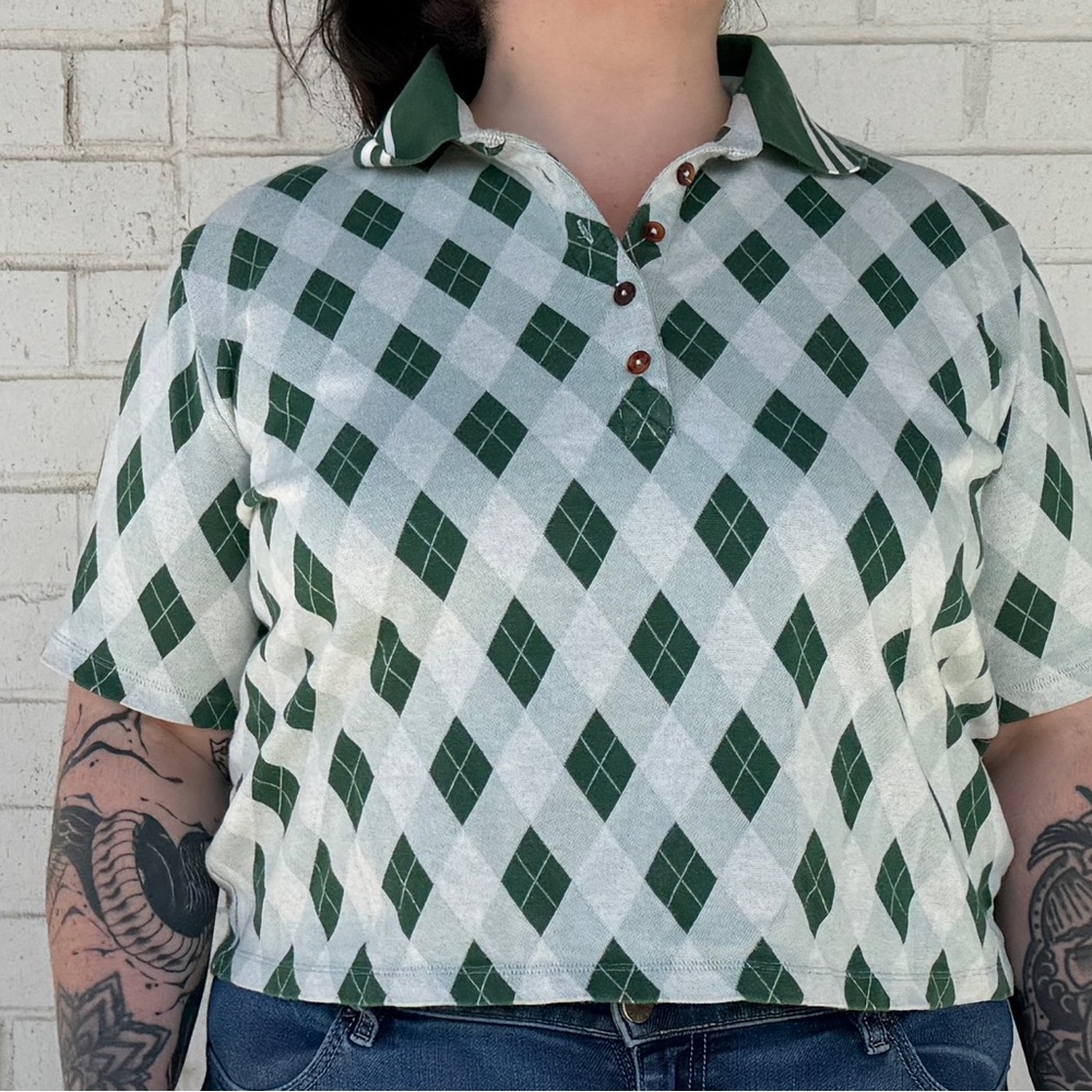 The Upside Green and White Knit Top